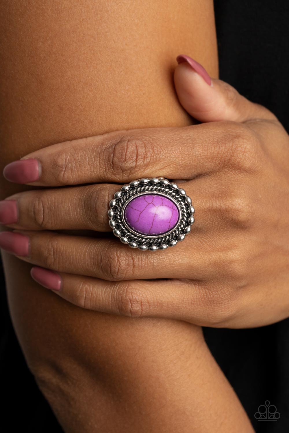 Sedona Soul Purple Stone Ring - Paparazzi Accessories- on model - CarasShop.com - Paparazzi Jewelry by Cara Jewels