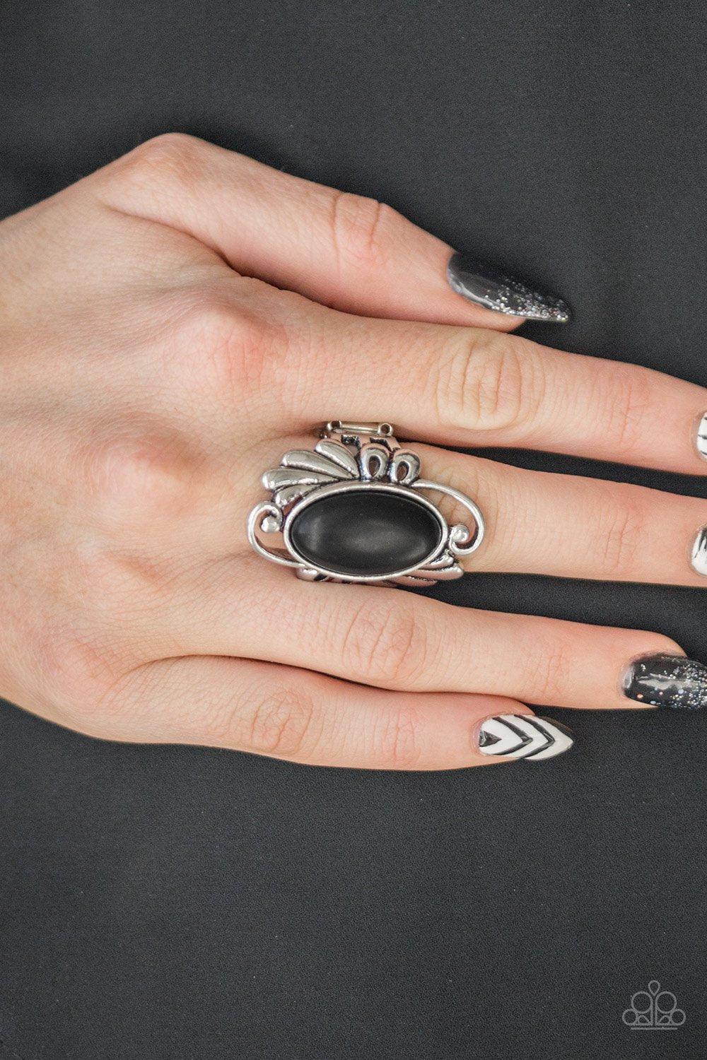 Sedona Sunset Black Stone Ring - Paparazzi Accessories- on model - CarasShop.com - Paparazzi Jewelry by Cara Jewels