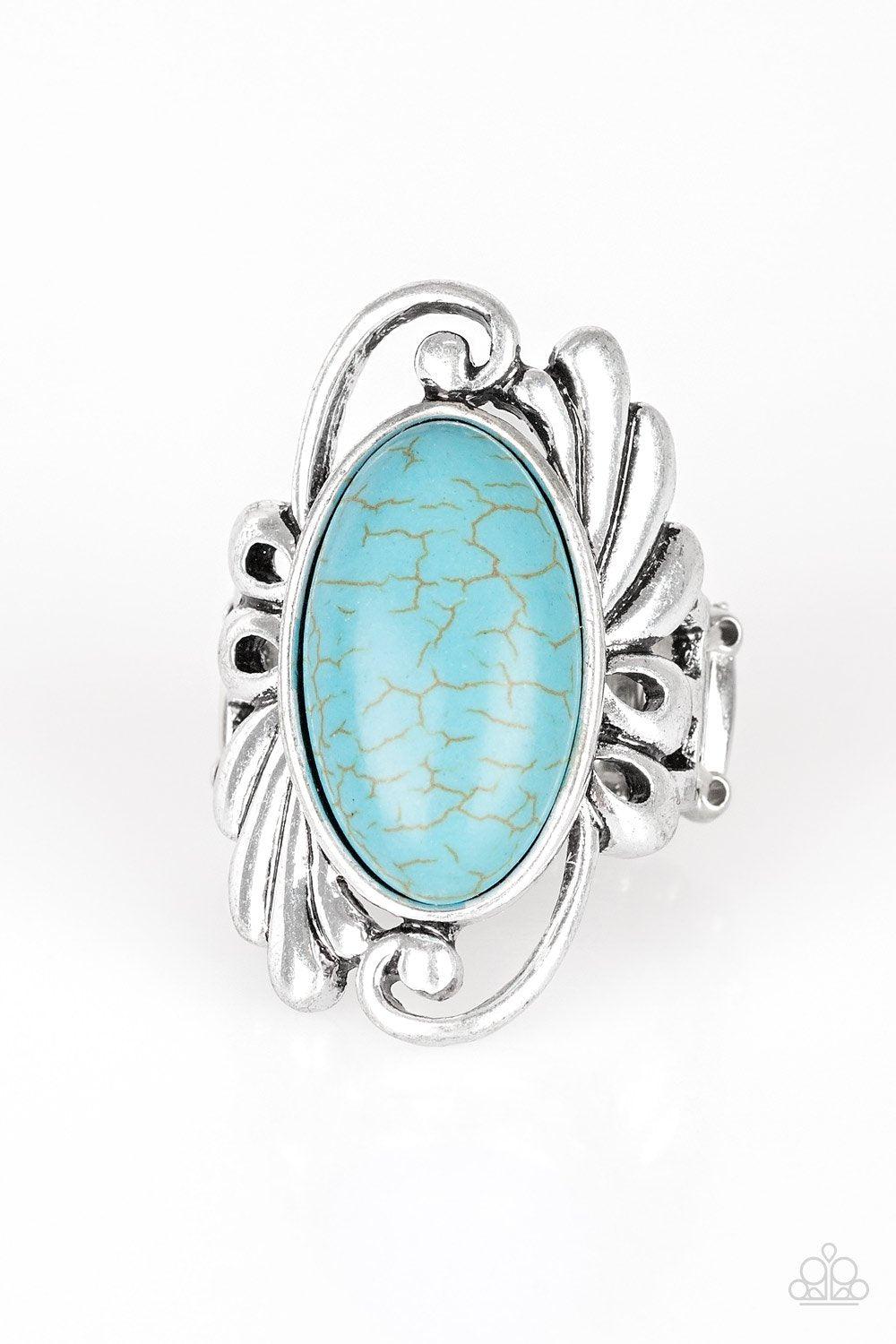 Sedona Sunset Turquoise Blue Stone Ring - Paparazzi Accessories- lightbox - CarasShop.com - Paparazzi Jewelry by Cara Jewels