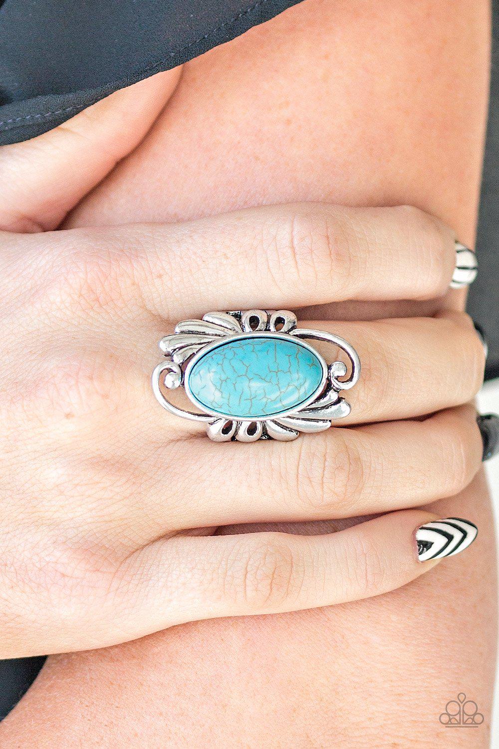 Sedona Sunset Turquoise Blue Stone Ring - Paparazzi Accessories- lightbox - CarasShop.com - Paparazzi Jewelry by Cara Jewels