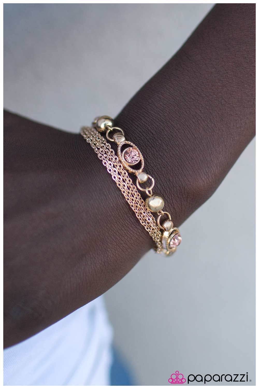 Seeing Eye To Eye Gold Chain and Rhinestone Bracelet - Paparazzi Accessories- lightbox - CarasShop.com - Paparazzi Jewelry by Cara Jewels