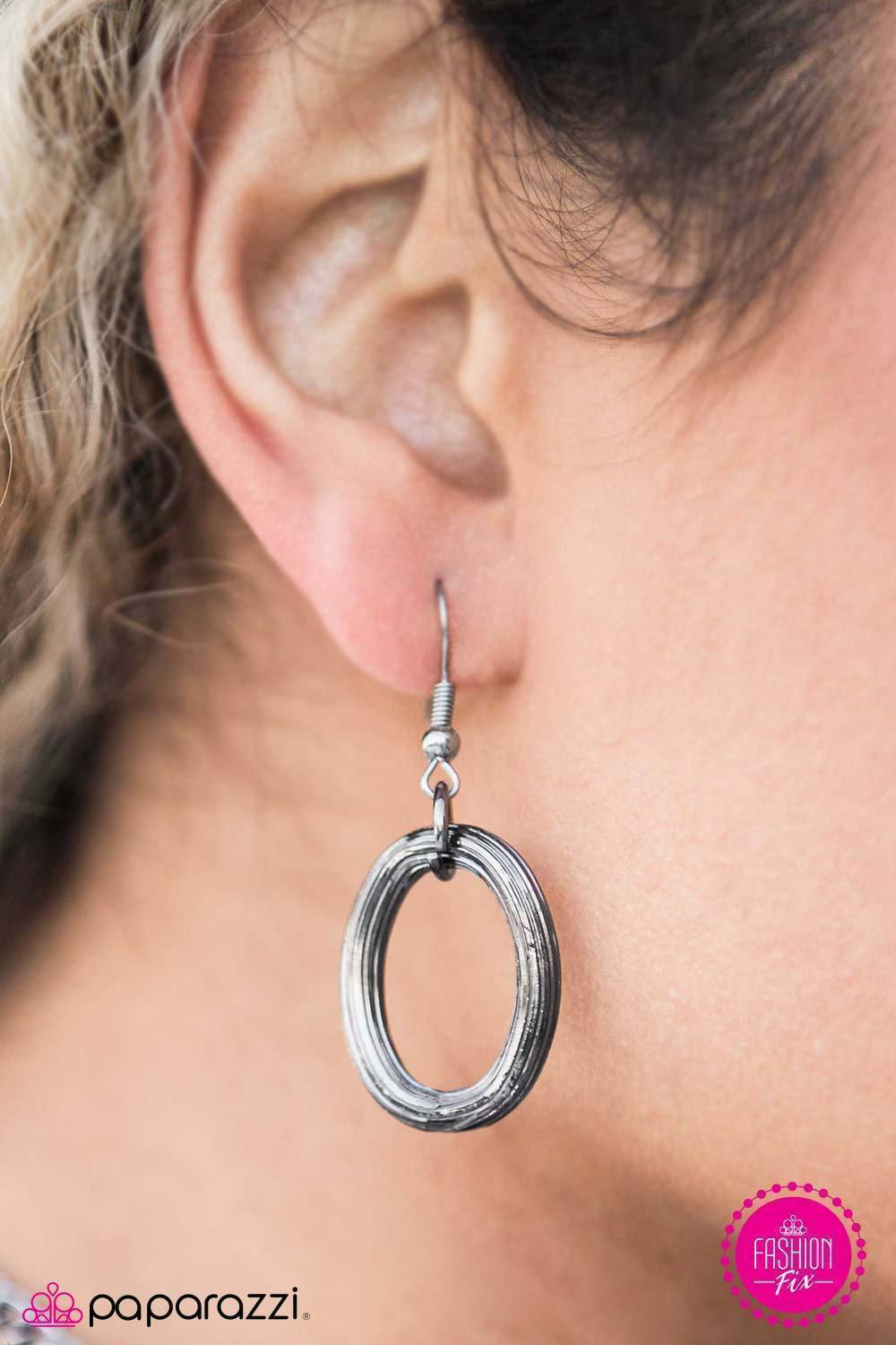 Seize the Night Gunmetal and Rhinestone Necklace - Paparazzi Accessories- on model - CarasShop.com - Paparazzi Jewelry by Cara Jewels