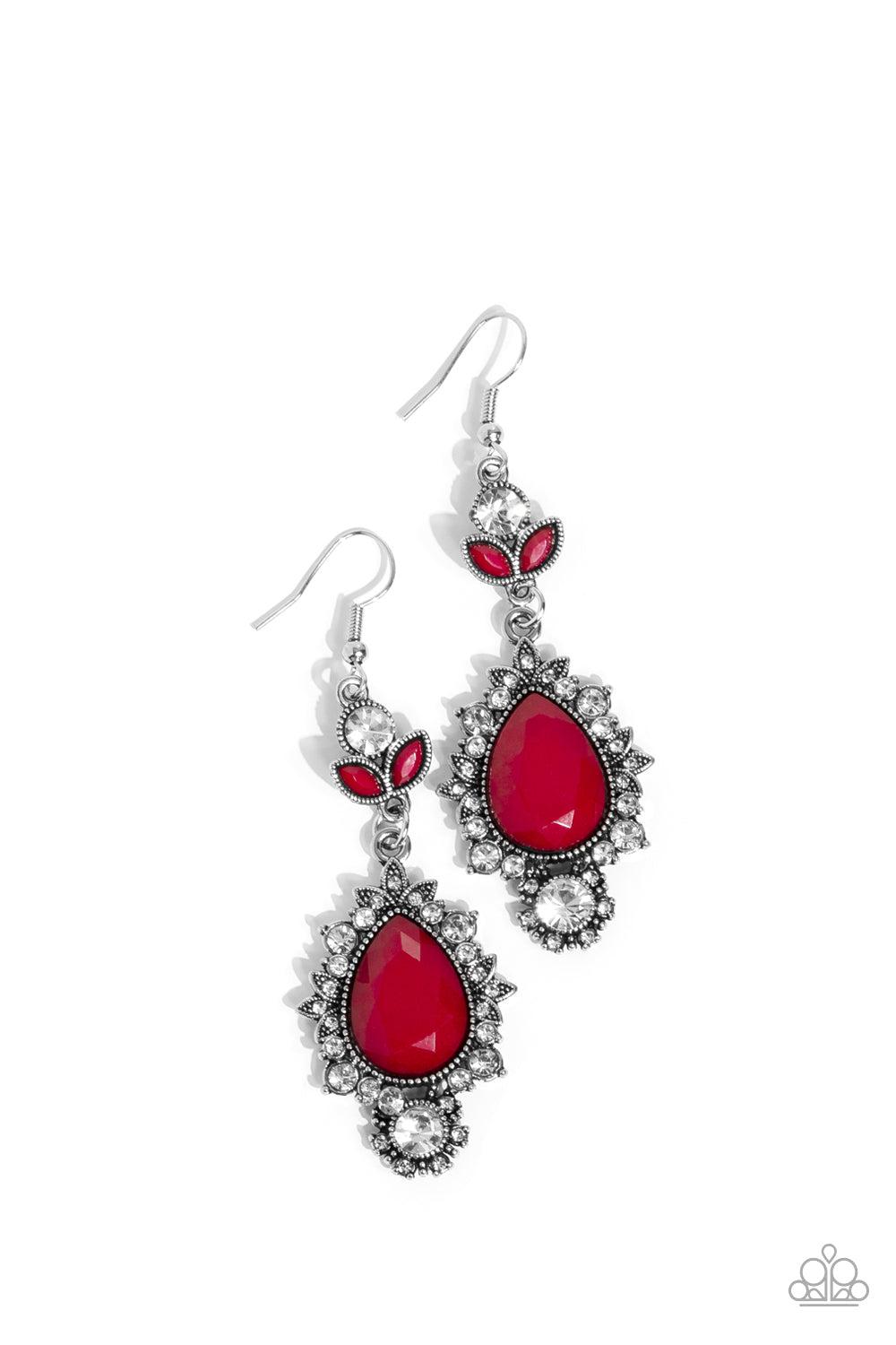 SELFIE-Esteem Red Earrings - Paparazzi Accessories- lightbox - CarasShop.com - Paparazzi Jewelry by Cara Jewels