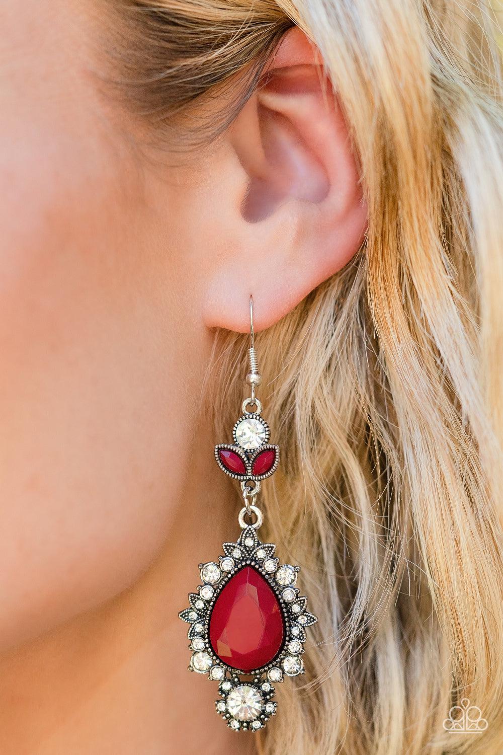 SELFIE-Esteem Red Earrings - Paparazzi Accessories- lightbox - CarasShop.com - Paparazzi Jewelry by Cara Jewels