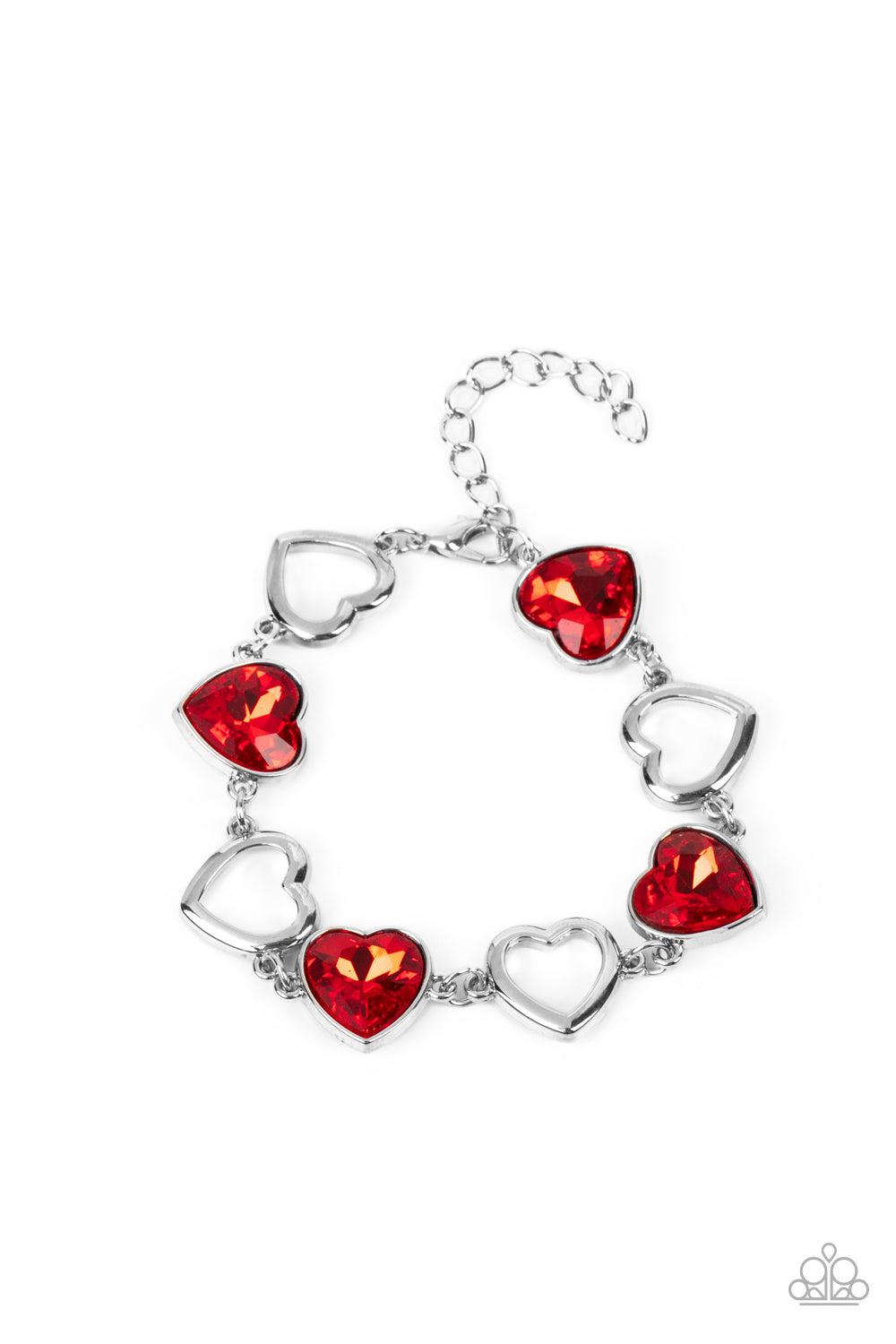 Sentimental Sweethearts Red Heart Bracelet - Paparazzi Accessories- lightbox - CarasShop.com - Paparazzi Jewelry by Cara Jewels