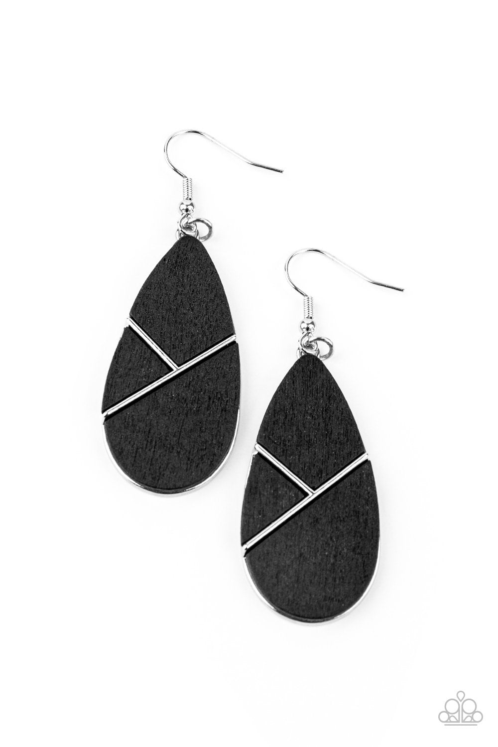 Sequoia Forest Black Wood Earrings - Paparazzi Accessories- on model - CarasShop.com - Paparazzi Jewelry by Cara Jewels