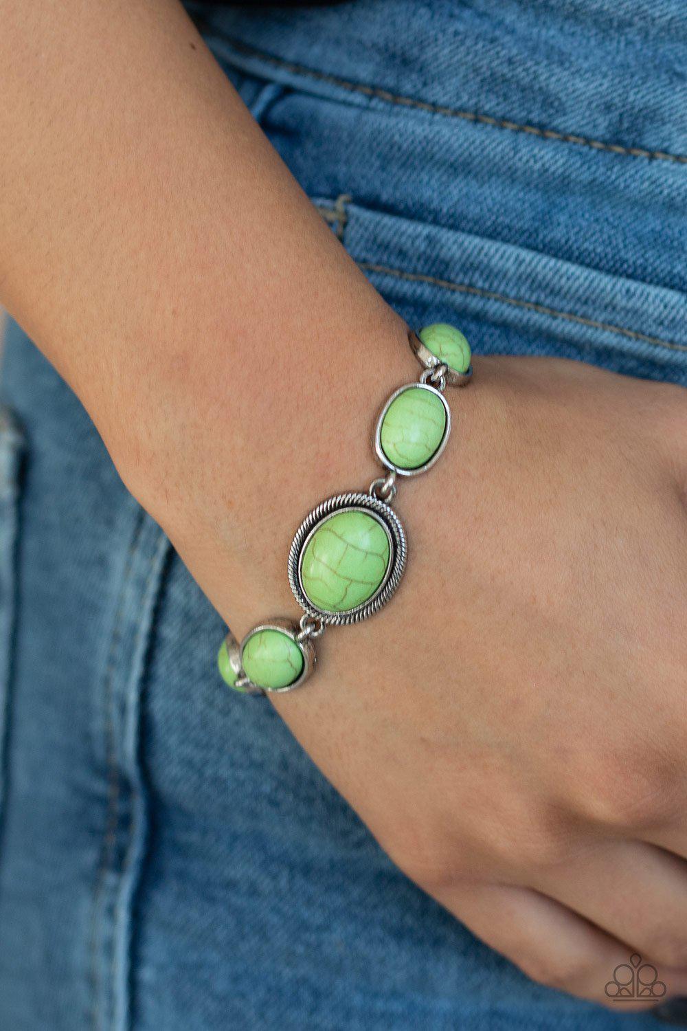 Serene Stonework Green Stone Bracelet - Paparazzi Accessories- lightbox - CarasShop.com - Paparazzi Jewelry by Cara Jewels
