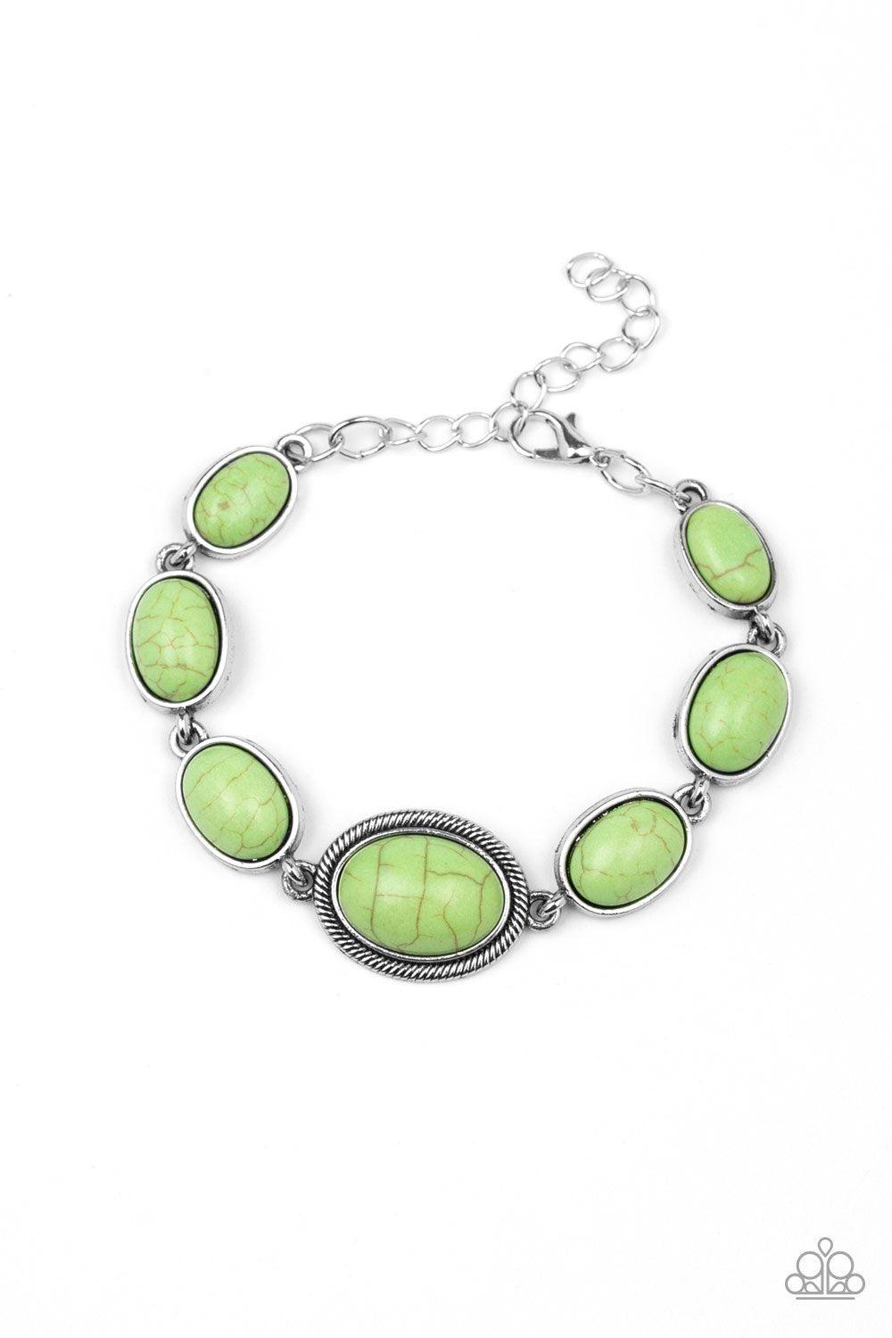 Serene Stonework Green Stone Bracelet - Paparazzi Accessories- on model - CarasShop.com - Paparazzi Jewelry by Cara Jewels