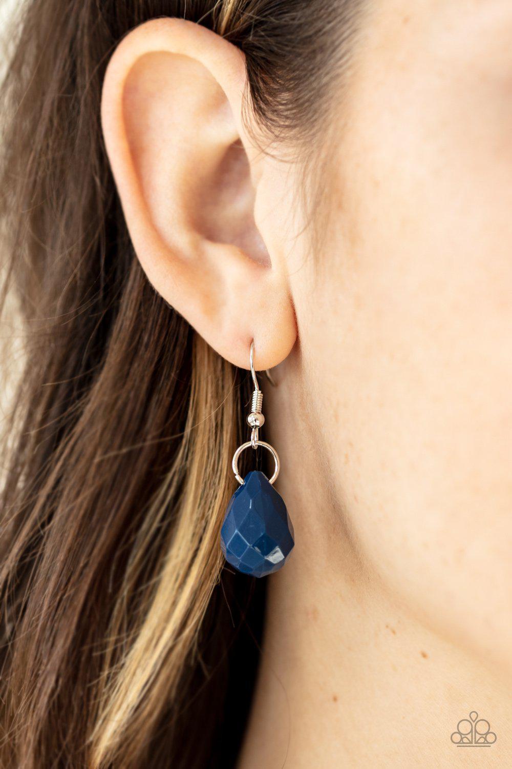 Serenely Scattered Blue Necklace - Paparazzi Accessories - free matching earrings -CarasShop.com - Paparazzi Jewelry by Cara Jewels