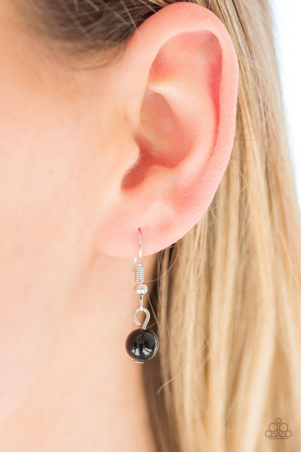 Serenely Springtime Black and Silver Lanyard Necklace - Paparazzi Accessories - free matching earrings -CarasShop.com - Paparazzi Jewelry by Cara Jewels