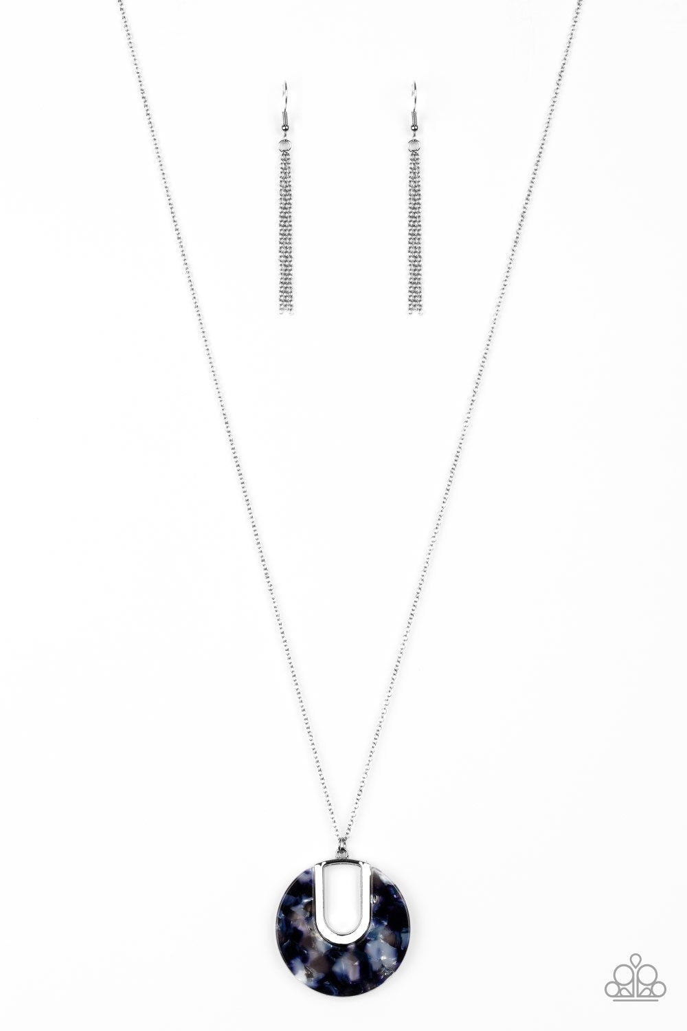 Setting The Fashion Blue Acrylic Pendant Necklace - Paparazzi Accessories- lightbox - CarasShop.com - Paparazzi Jewelry by Cara Jewels