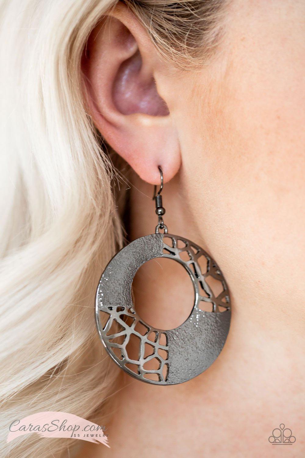 Shattered Shimmer Gunmetal Earrings - Paparazzi Accessories- lightbox - CarasShop.com - Paparazzi Jewelry by Cara Jewels
