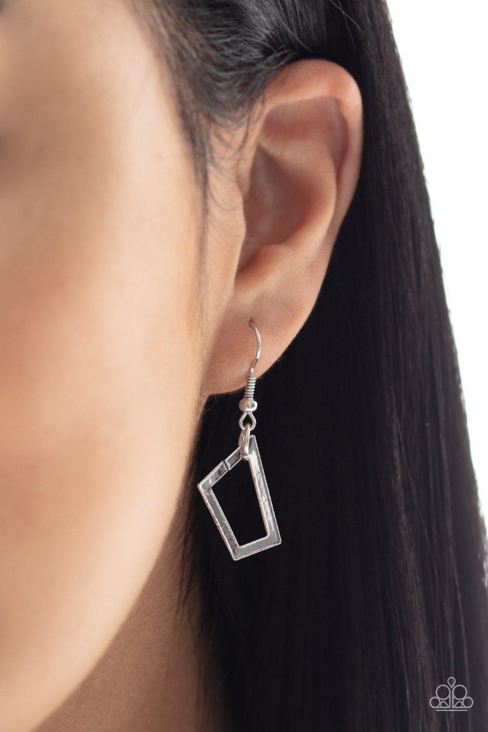 Shattering Records Silver Necklace - Paparazzi Accessories - free matching earrings -CarasShop.com - Paparazzi Jewelry by Cara Jewels