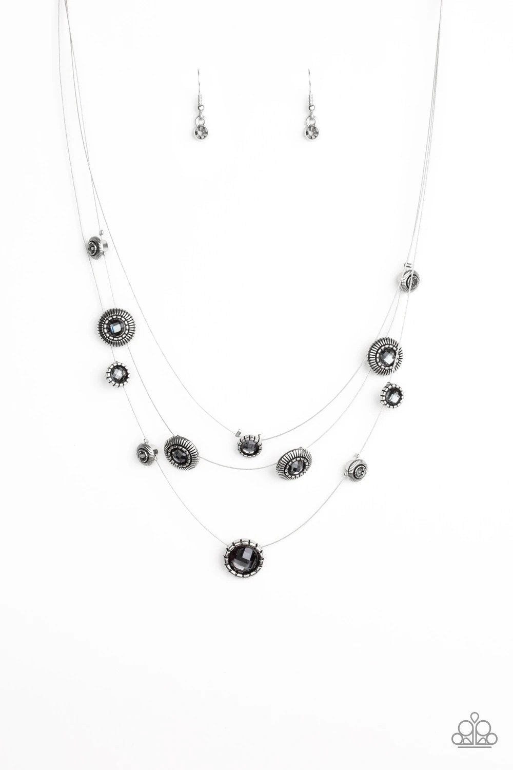 SHEER Thing! Silver Rhinestone Necklace - Paparazzi Accessories- lightbox - CarasShop.com - Paparazzi Jewelry by Cara Jewels