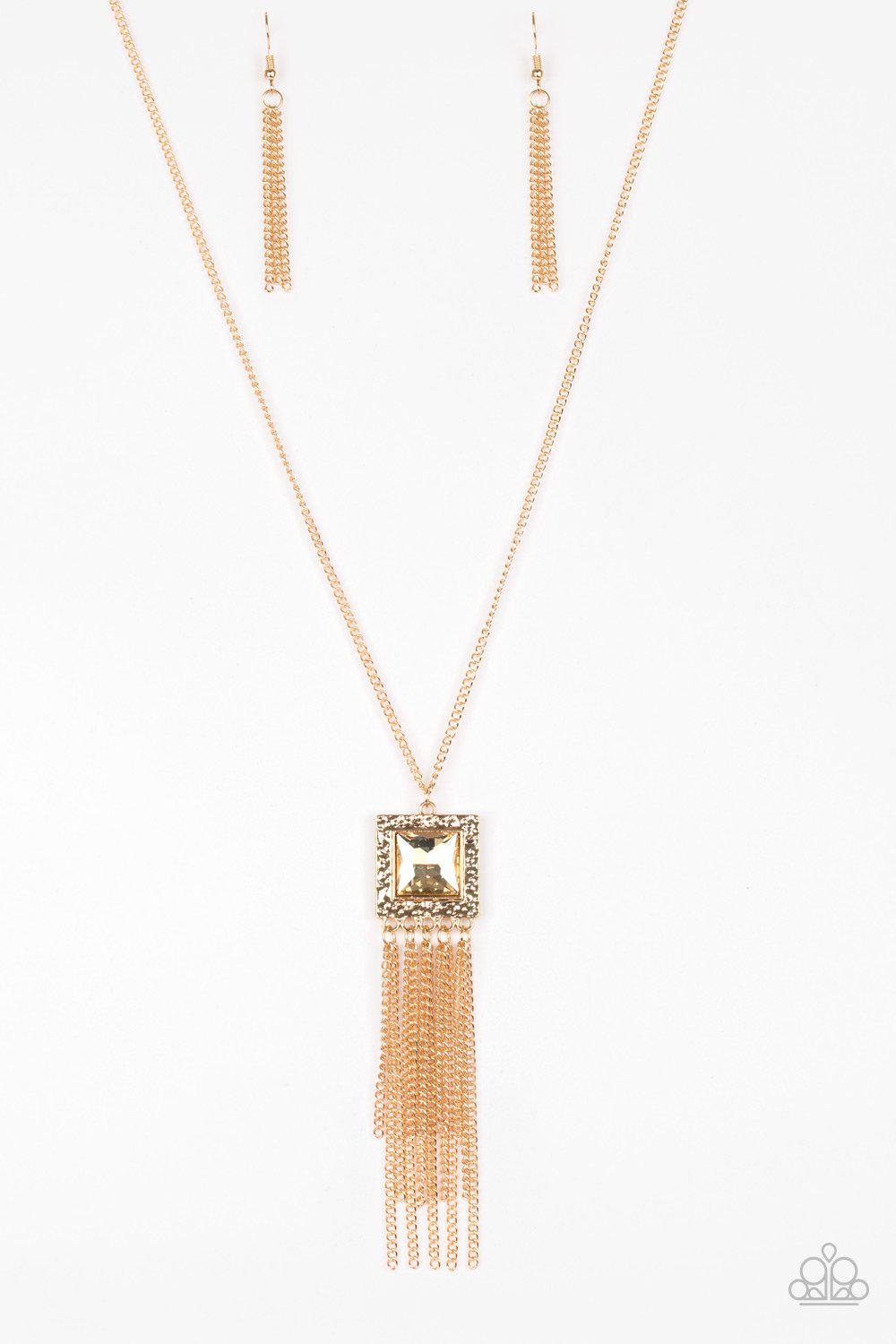 Shimmer Sensei Gold Necklace - Paparazzi Accessories- lightbox - CarasShop.com - Paparazzi Jewelry by Cara Jewels