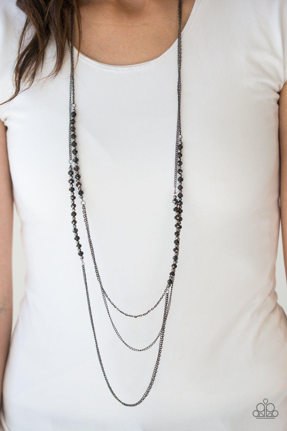 Shimmer Showdown Black Necklace - Paparazzi Accessories- lightbox - CarasShop.com - Paparazzi Jewelry by Cara Jewels