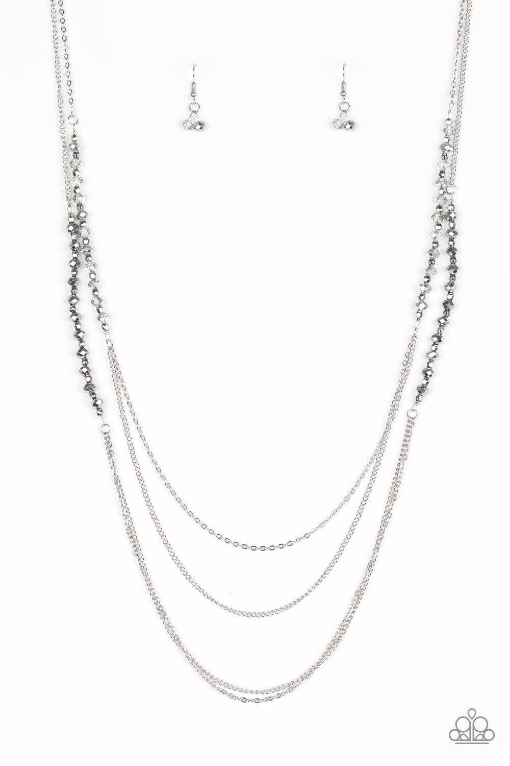 Shimmer Showdown Silver and Smoky Bead Necklace - Paparazzi Accessories - lightbox -CarasShop.com - Paparazzi Jewelry by Cara Jewels