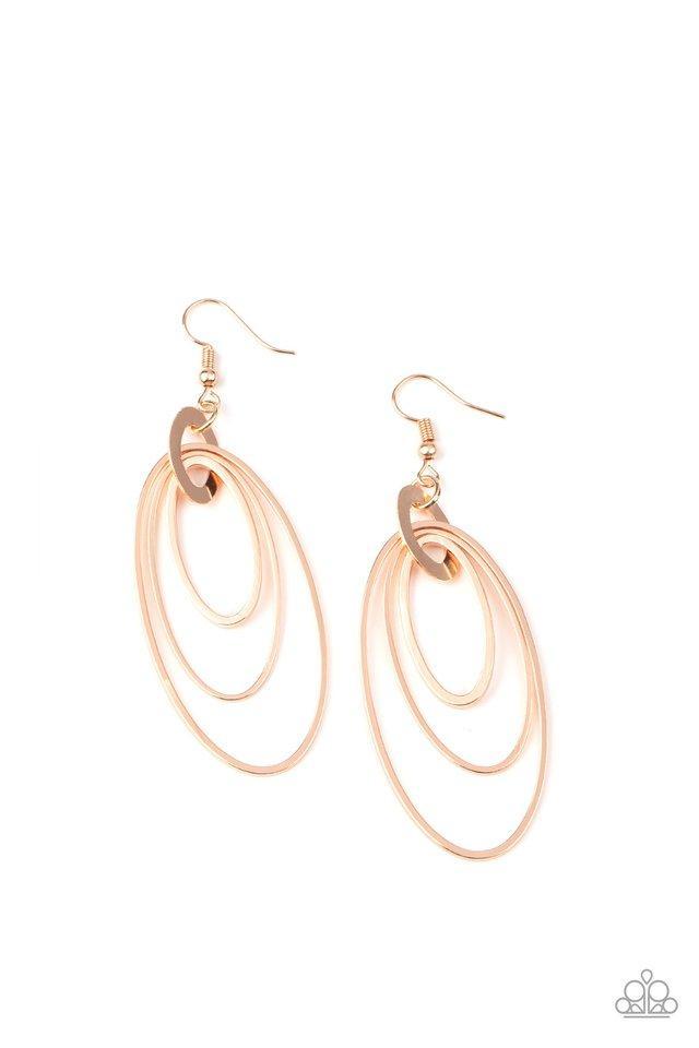 Shimmer Surge Rose Gold Earrings - Paparazzi Accessories- lightbox - CarasShop.com - Paparazzi Jewelry by Cara Jewels