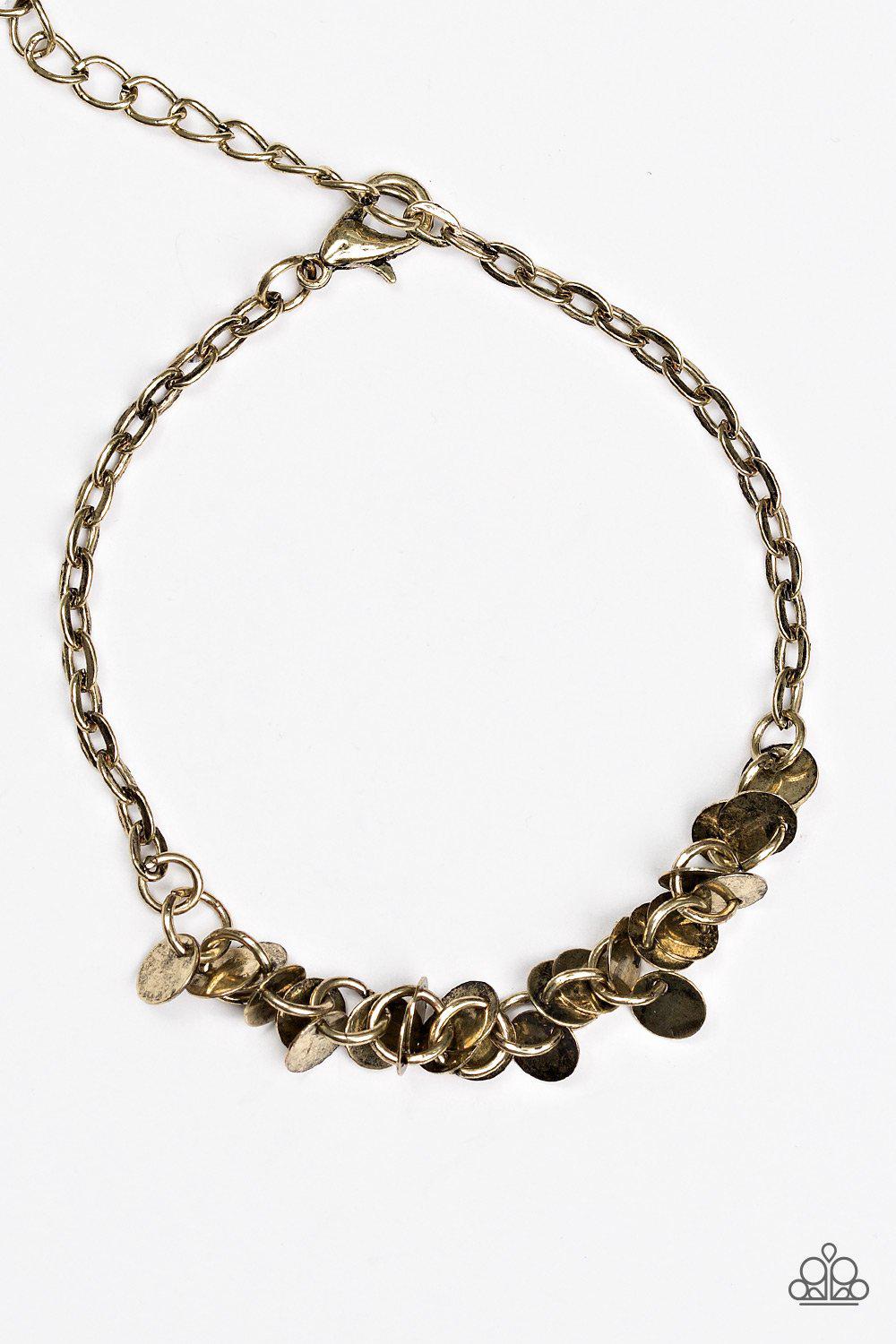 Shimmer Train Brass Bracelet - Paparazzi Accessories- lightbox - CarasShop.com - Paparazzi Jewelry by Cara Jewels