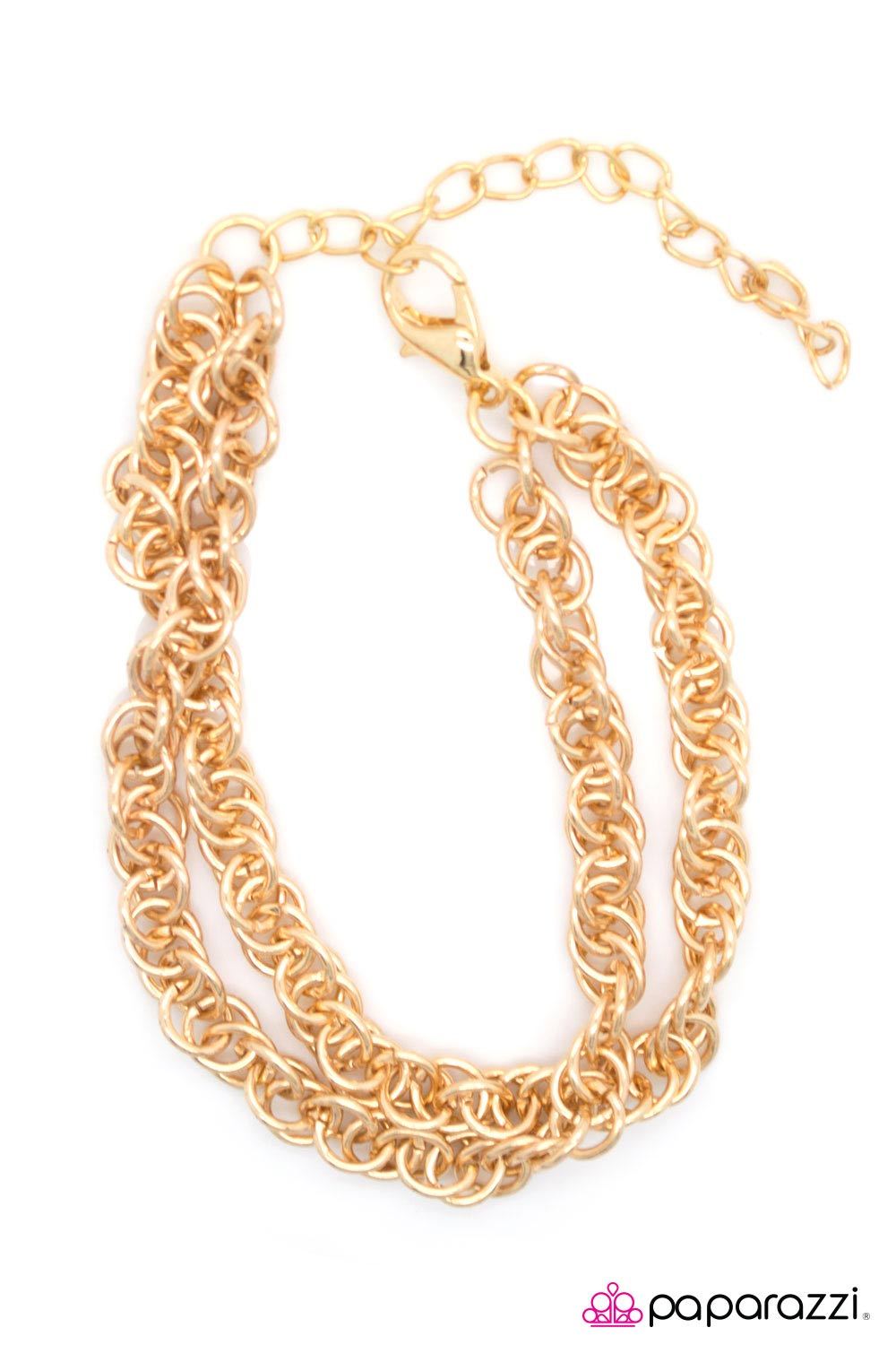 Shine For Me Gold Bracelet - Paparazzi Accessories- on model - CarasShop.com - Paparazzi Jewelry by Cara Jewels