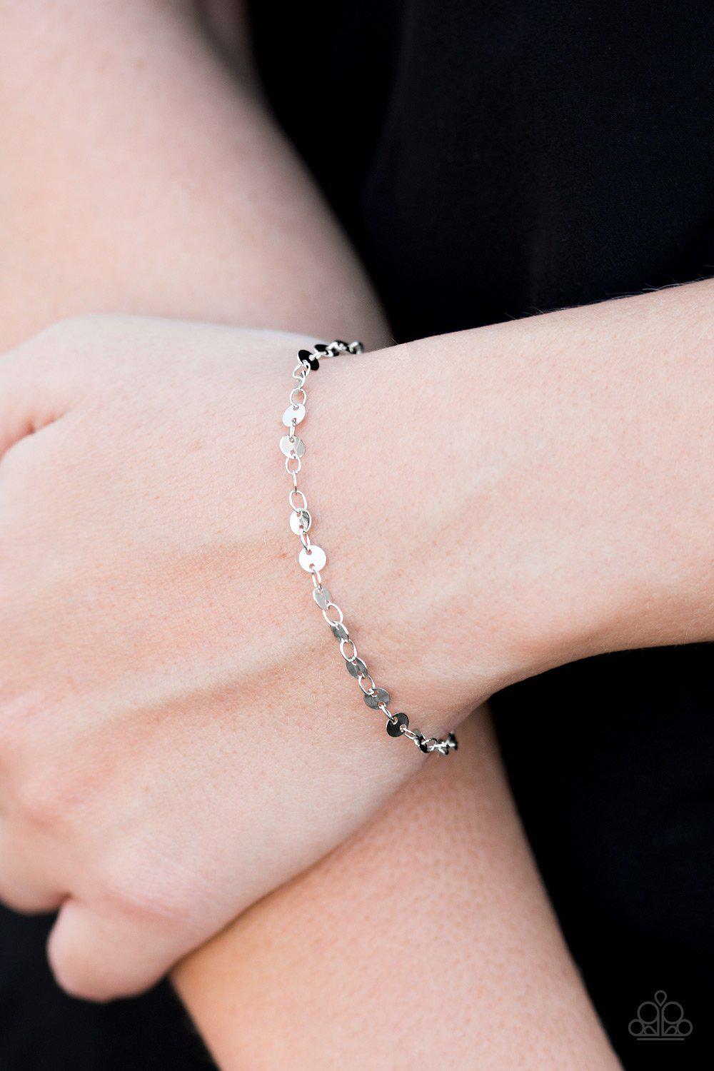 Shine On Me Silver Bracelet - Paparazzi Accessories- on model - CarasShop.com - Paparazzi Jewelry by Cara Jewels