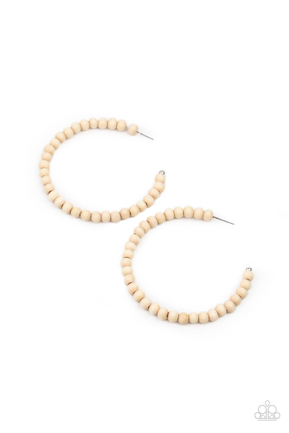 Should Have, Could Have, WOOD Have White Wood Hoop Earrings - Paparazzi Accessories- lightbox - CarasShop.com - Paparazzi Jewelry by Cara Jewels