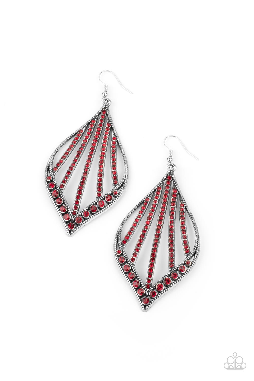 Showcase Sparkle Red Rhinestone Earrings - Paparazzi Accessories- lightbox - CarasShop.com - Paparazzi Jewelry by Cara Jewels