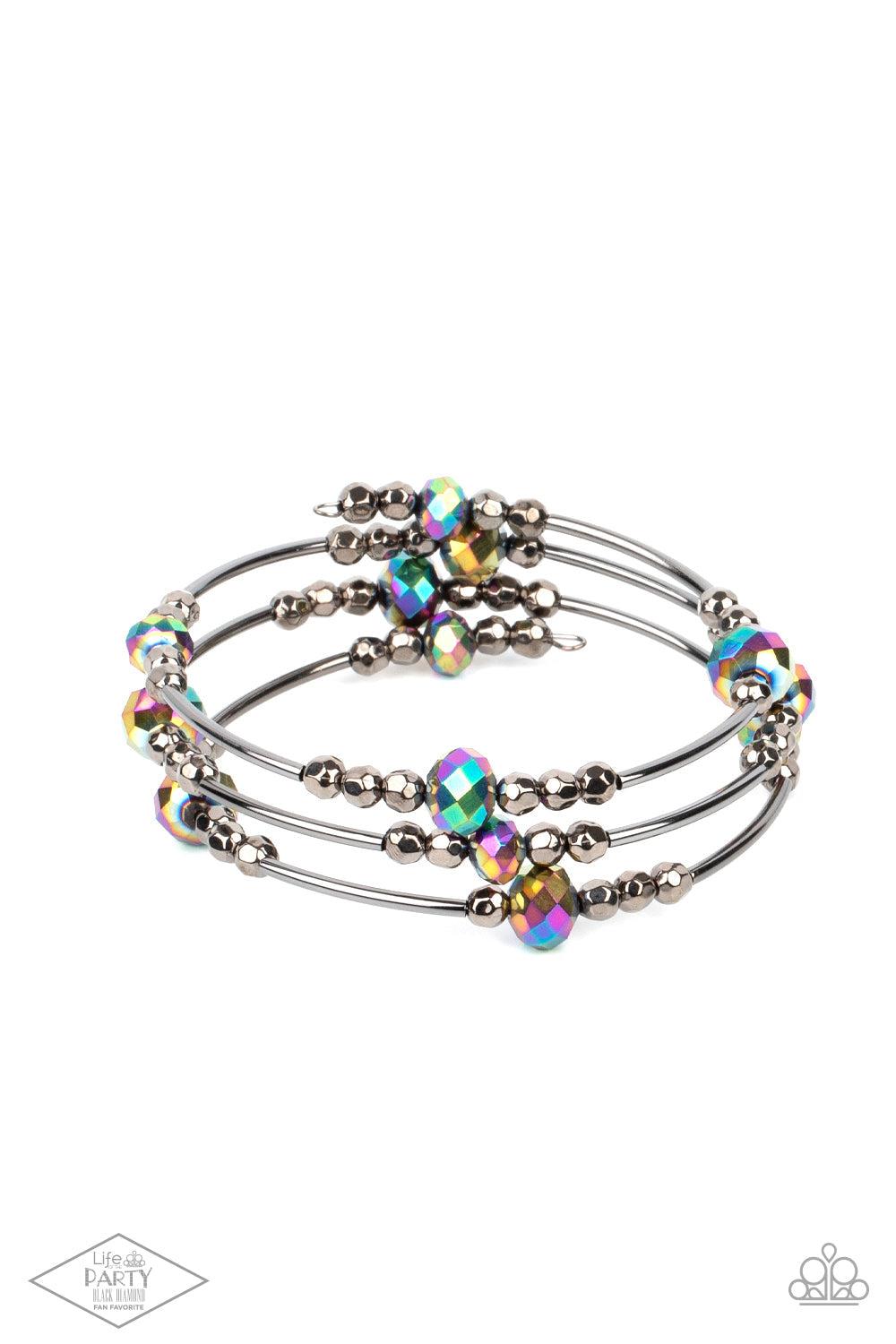Showy Shimmer Multi "Oil Spill" Coil Bracelet - Paparazzi Accessories- lightbox - CarasShop.com - Paparazzi Jewelry by Cara Jewels