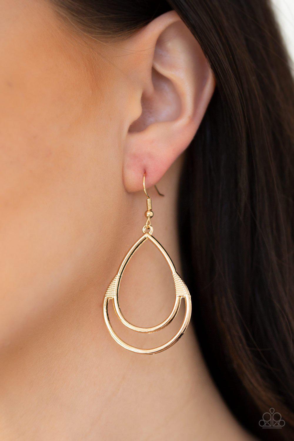 Simple Glisten Gold Earrings - Paparazzi Accessories- lightbox - CarasShop.com - Paparazzi Jewelry by Cara Jewels