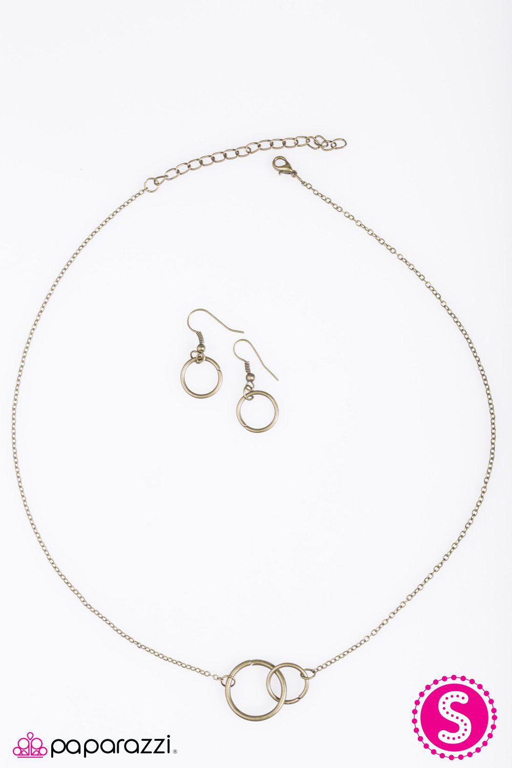 Simple Simplicity Brass Necklace - Paparazzi Accessories - free matching earrings -CarasShop.com - Paparazzi Jewelry by Cara Jewels
