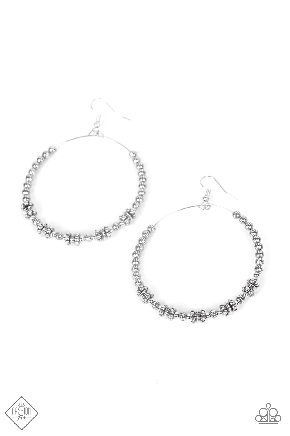 Simple Synchrony Silver Earrings - Paparazzi Accessories- lightbox - CarasShop.com - Paparazzi Jewelry by Cara Jewels