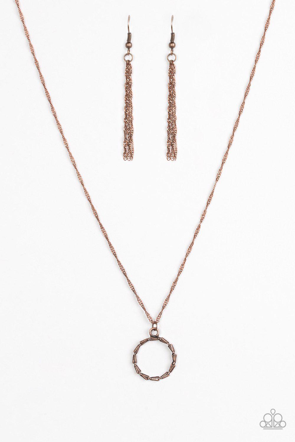 Simply Simple Copper Necklace - Paparazzi Accessories- on model - CarasShop.com - Paparazzi Jewelry by Cara Jewels