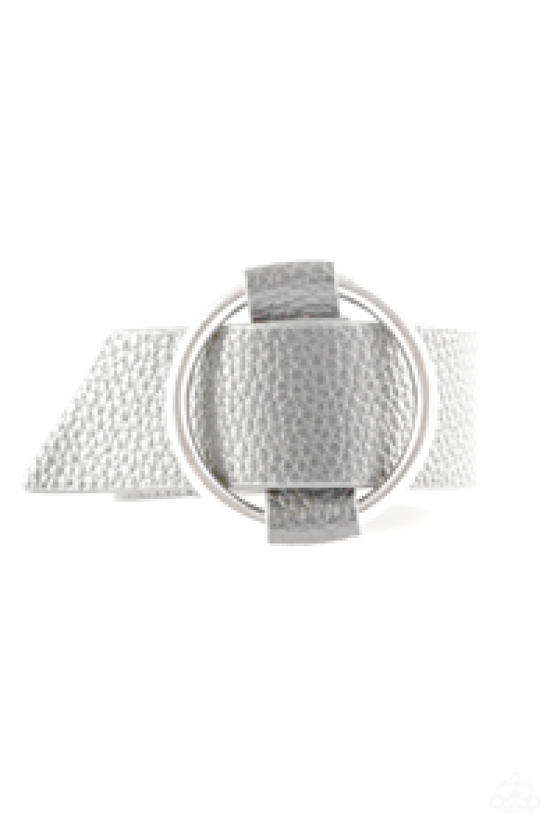 Simply Stylish Silver Leather Urban Wrap Snap Bracelet - Paparazzi Accessories- lightbox - CarasShop.com - Paparazzi Jewelry by Cara Jewels
