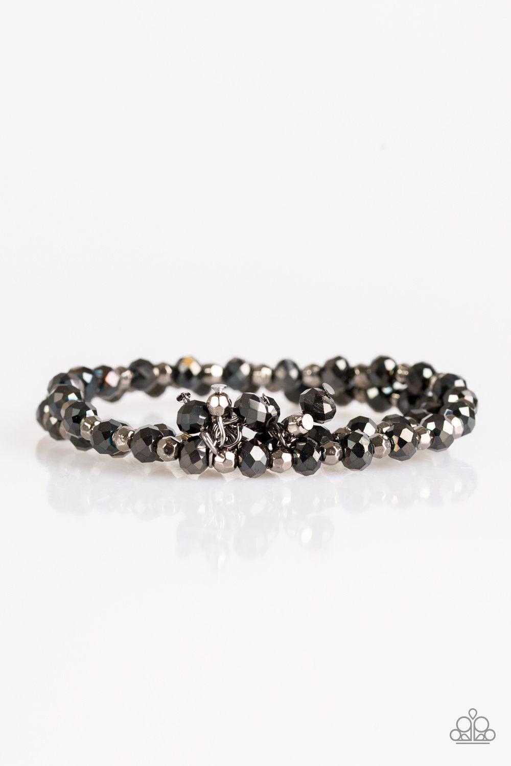Sink Or Shimmer Black Bracelet Set - Paparazzi Accessories- on model - CarasShop.com - Paparazzi Jewelry by Cara Jewels