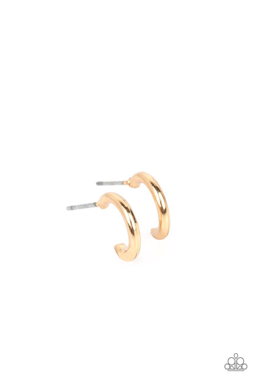 Skip the Small Talk Gold Hoop Earrings - Paparazzi Accessories- lightbox - CarasShop.com - Paparazzi Jewelry by Cara Jewels