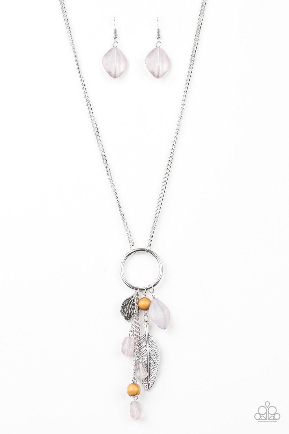 Sky High Style Silver Feather Charm Necklace - Paparazzi Accessories- lightbox - CarasShop.com - Paparazzi Jewelry by Cara Jewels