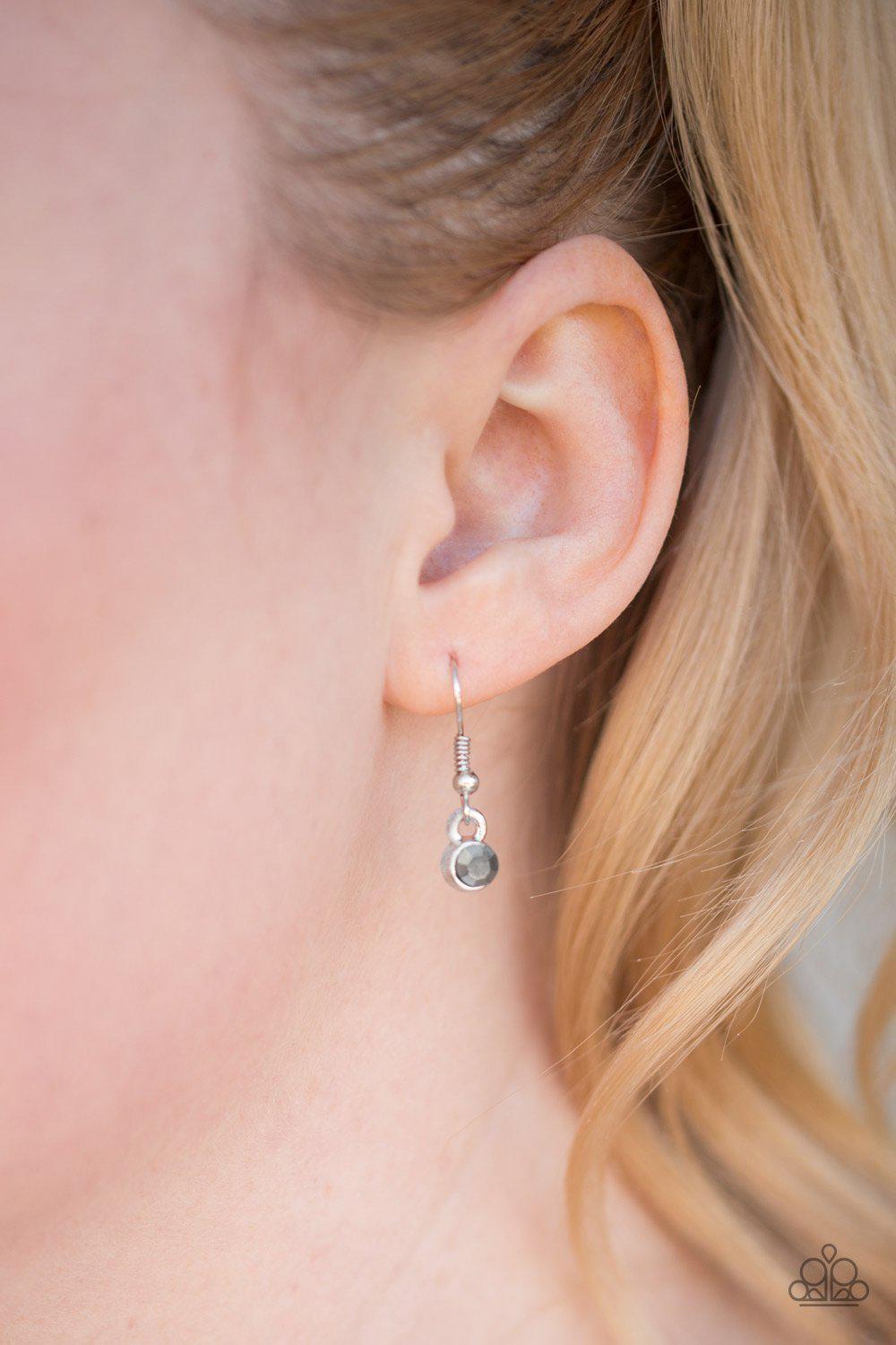 Sky Quest Silver Feather Necklace - Paparazzi Accessories - free matching earrings -CarasShop.com - Paparazzi Jewelry by Cara Jewels