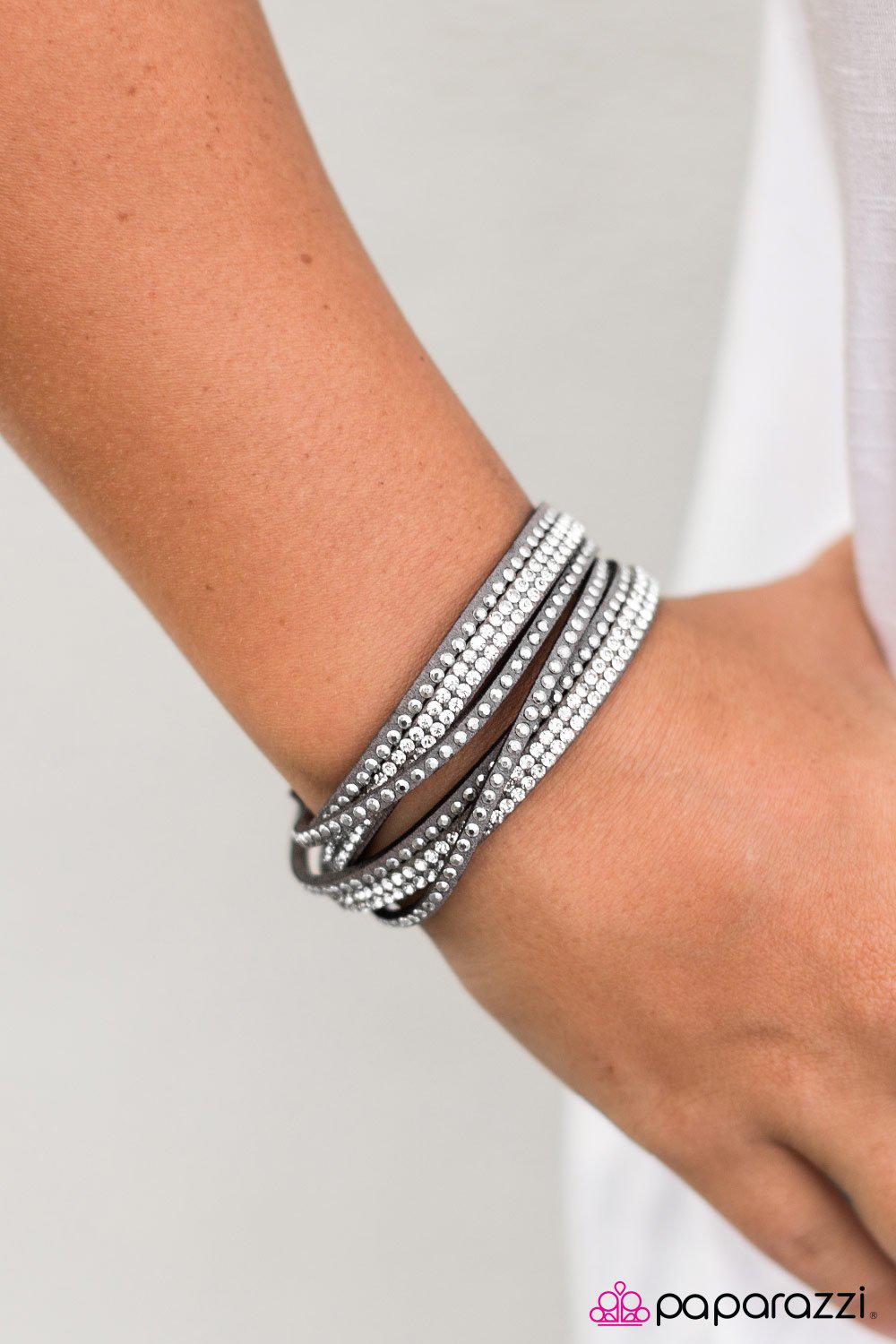 Slim Pickings Silver Double-wrap Snap Bracelet - Paparazzi Accessories- lightbox - CarasShop.com - Paparazzi Jewelry by Cara Jewels