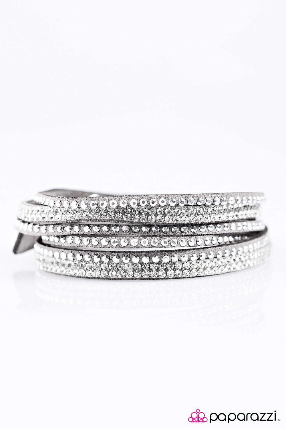 Slim Pickings Silver Double-wrap Snap Bracelet - Paparazzi Accessories- on model - CarasShop.com - Paparazzi Jewelry by Cara Jewels