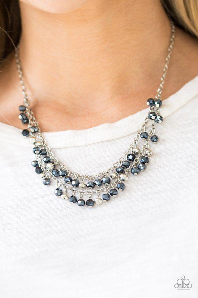 So In Season Blue & Silver Necklace - Paparazzi Accessories- on model - CarasShop.com - Paparazzi Jewelry by Cara Jewels