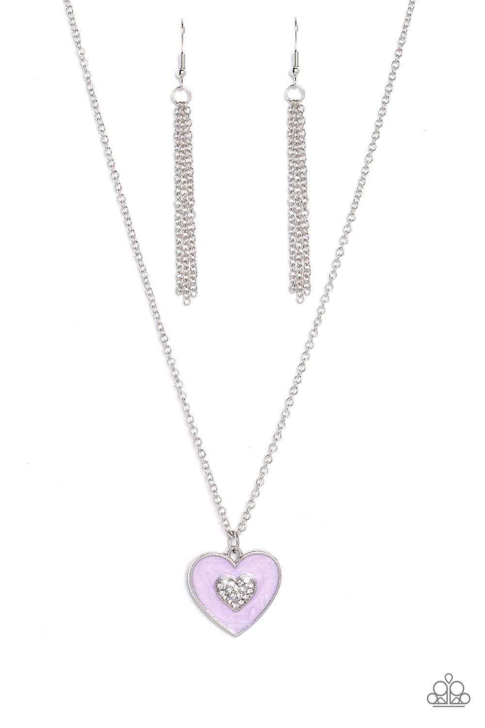 So This Is Love Purple Heart Necklace - Paparazzi Accessories- lightbox - CarasShop.com - Paparazzi Jewelry by Cara Jewels