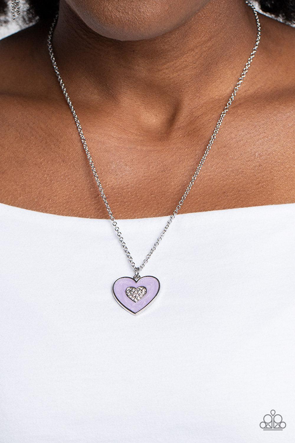 So This Is Love Purple Heart Necklace - Paparazzi Accessories- on model - CarasShop.com - Paparazzi Jewelry by Cara Jewels