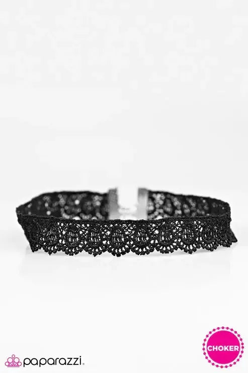 So Victorian Black Lace Choker Necklace - Paparazzi Accessories- lightbox - CarasShop.com - Paparazzi Jewelry by Cara Jewels