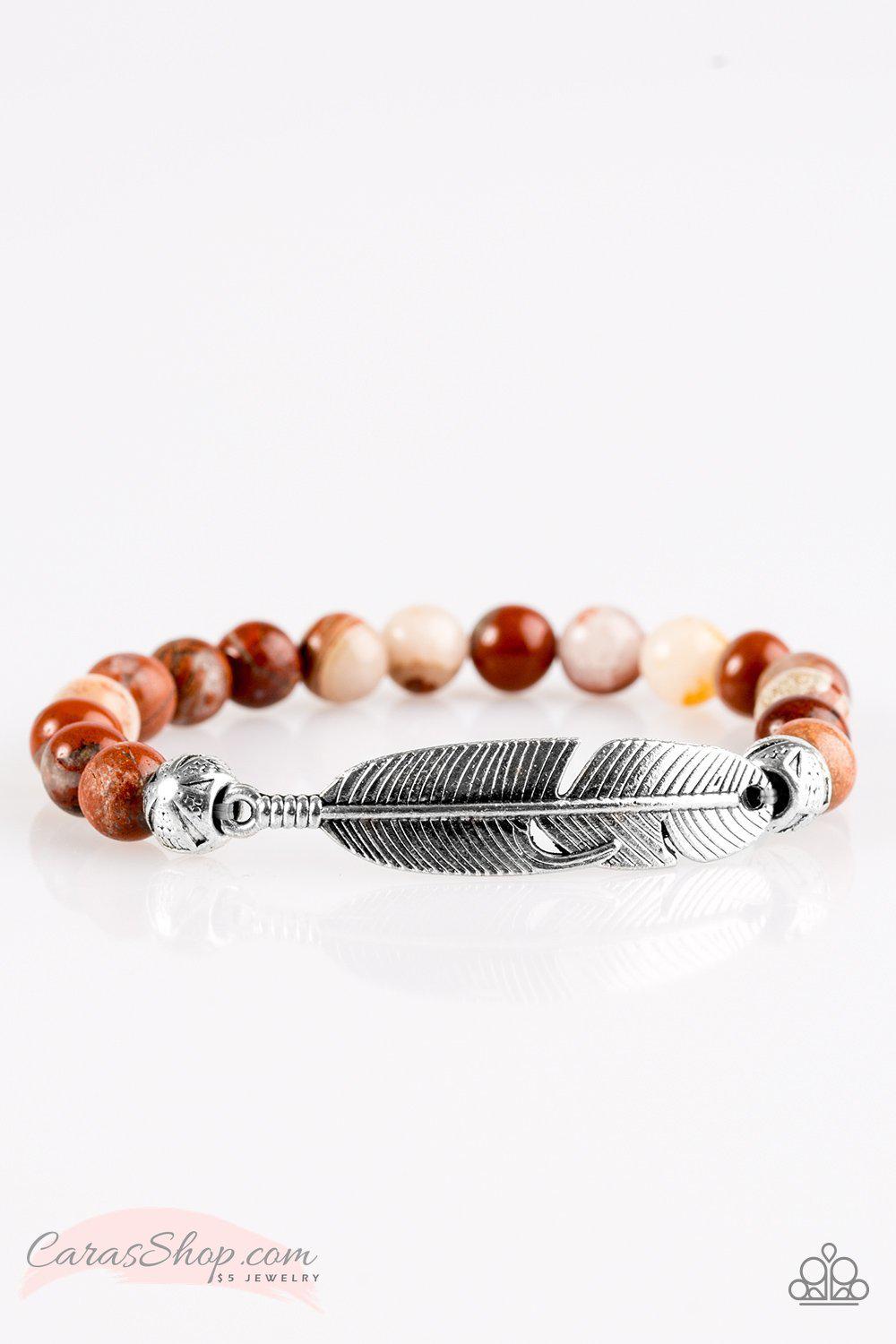 Soar High Brown Stone Stretch Bracelet - Paparazzi Accessories- on model - CarasShop.com - Paparazzi Jewelry by Cara Jewels