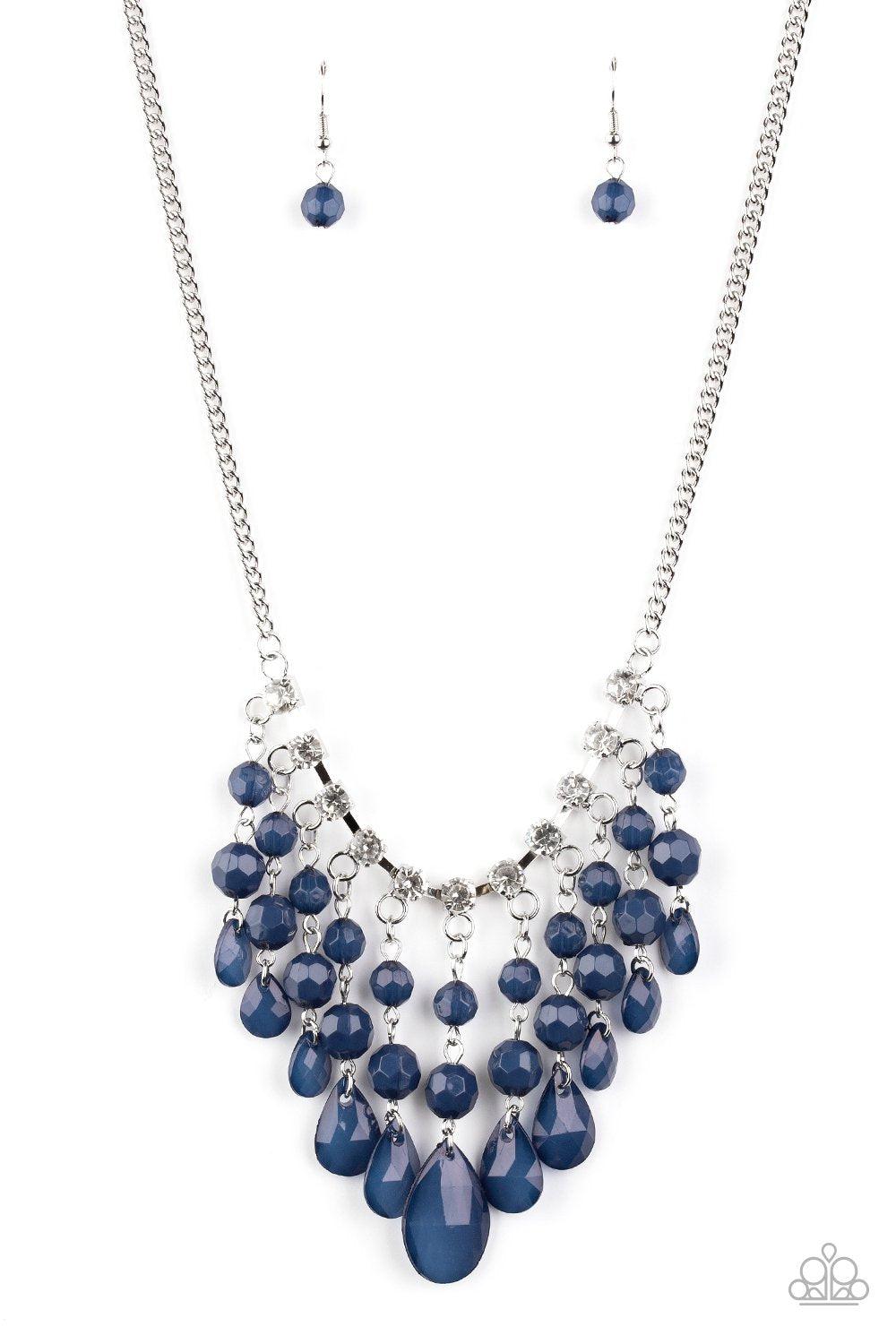 Social Network Blue Necklace - Paparazzi Accessories - free matching earrings -CarasShop.com - Paparazzi Jewelry by Cara Jewels