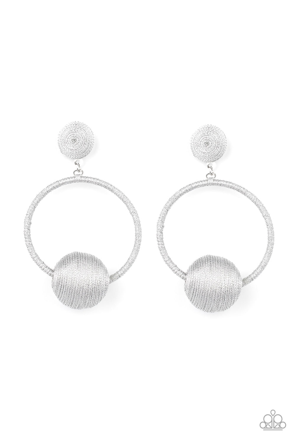 Social Sphere Silver Earrings - Paparazzi Accessories- lightbox - CarasShop.com - Paparazzi Jewelry by Cara Jewels