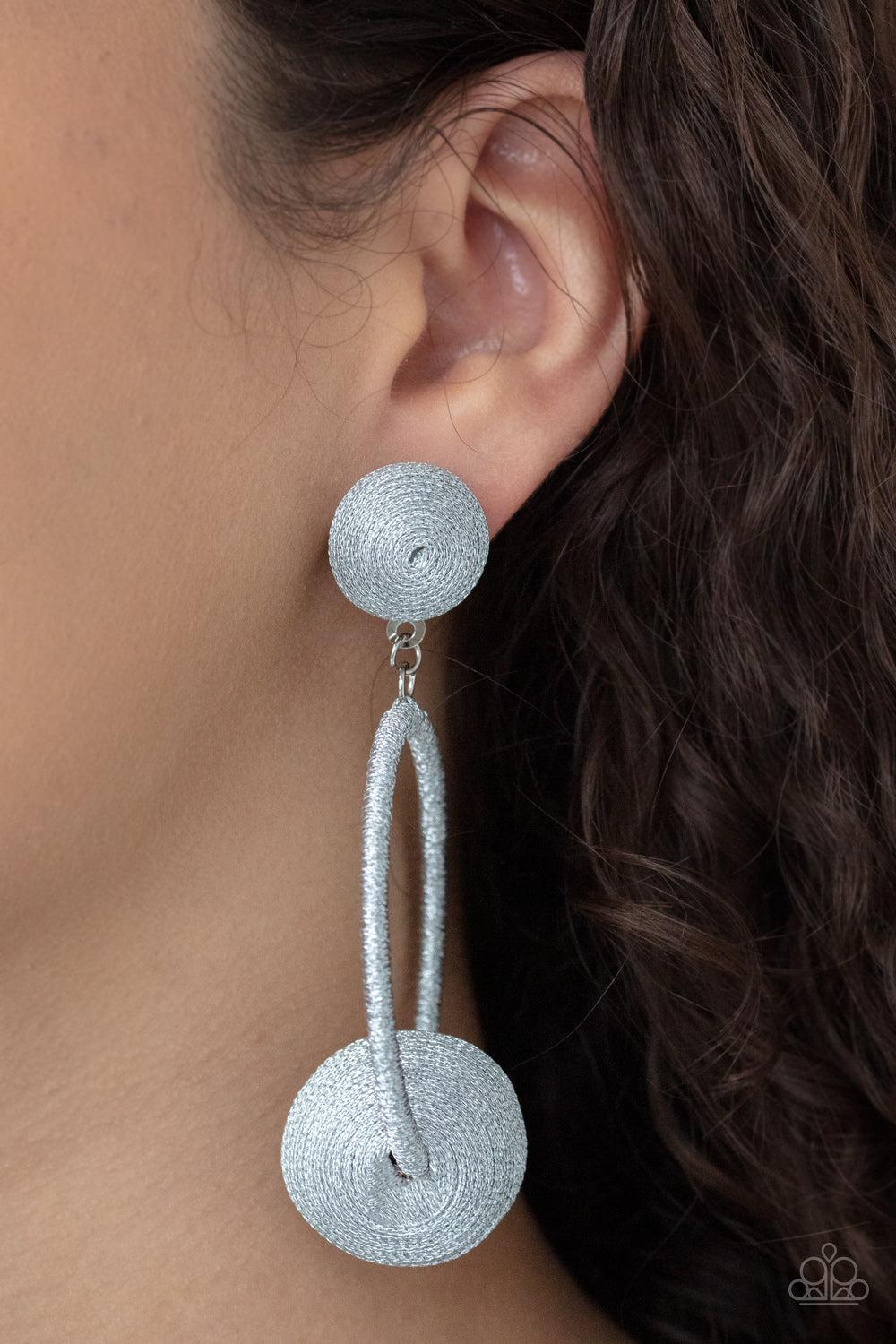 Social Sphere Silver Earrings - Paparazzi Accessories- lightbox - CarasShop.com - Paparazzi Jewelry by Cara Jewels