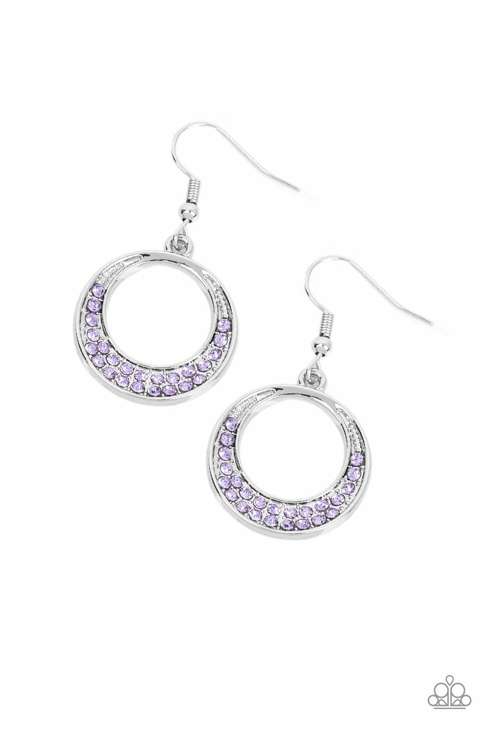 Socialite Luster Purple Rhinestone Earrings - Paparazzi Accessories- lightbox - CarasShop.com - Paparazzi Jewelry by Cara Jewels