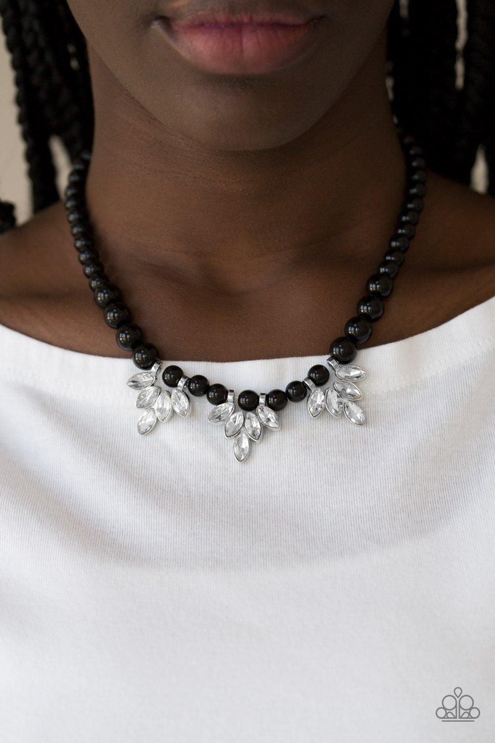 Society Socialite Black Pearl Necklace - Paparazzi Accessories- on model - CarasShop.com - Paparazzi Jewelry by Cara Jewels