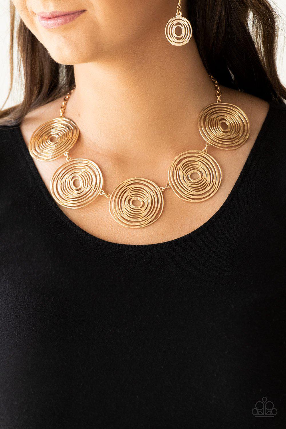 Sol Mates Gold Necklace - Paparazzi Accessories- lightbox - CarasShop.com - Paparazzi Jewelry by Cara Jewels
